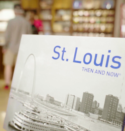 Close up of a brochure or book titled St. Louis Then and Now.